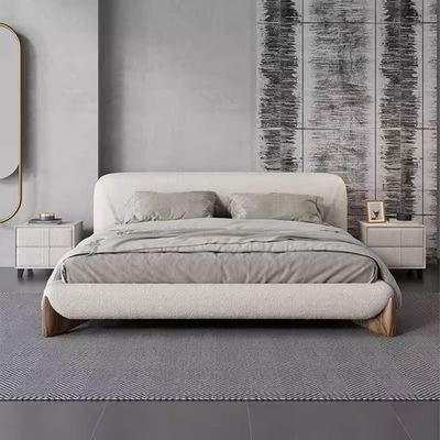 Snow White Fabric Bed Frame With Two Bedside 180X200Cm