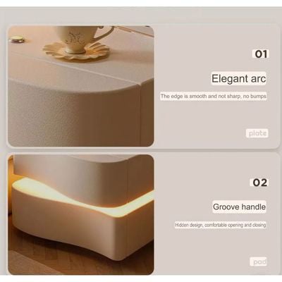 New Style Bedside With Led White