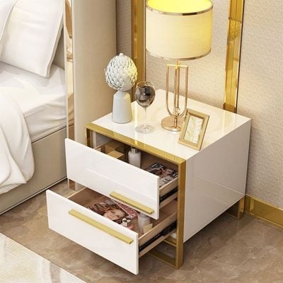 Bedside White With Golden Accent