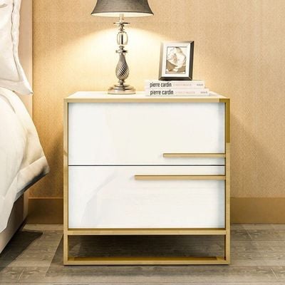 Bedside White With Golden Accent