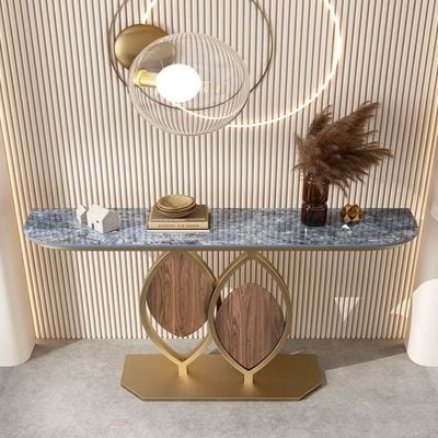 Console Table - Golden Frame With Blue Marble 120Cm