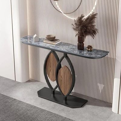 Console Table - Black Frame With Blue Marble 120Cm