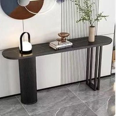 Console Table Black Frame With Black Marble 140Cm