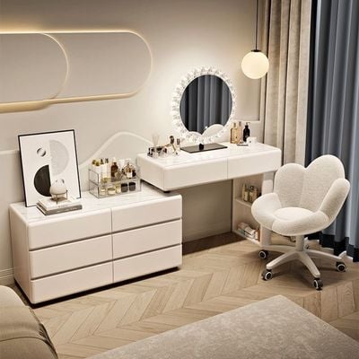 Dresser - Charming Beauty Vanity Dressing Table - White 200Cm