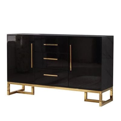 Console Table Black With Matt Gold Accent 150Cm