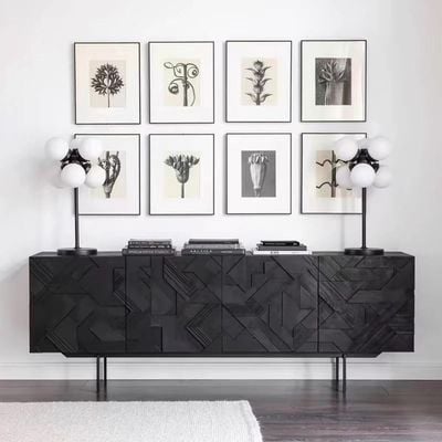 Real Wood Luxury Console Table Black 220Cm