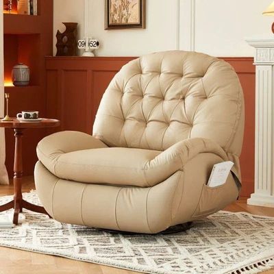 Electric Swivel Recliner Multifunctional 170° Rotatable Lazy Rocking Chair - Beige