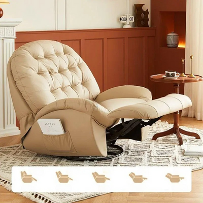 Electric Swivel Recliner Multifunctional 170° Rotatable Lazy Rocking Chair - Beige