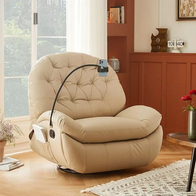 Electric Swivel Recliner Multifunctional 170° Rotatable Lazy Rocking Chair - Beige