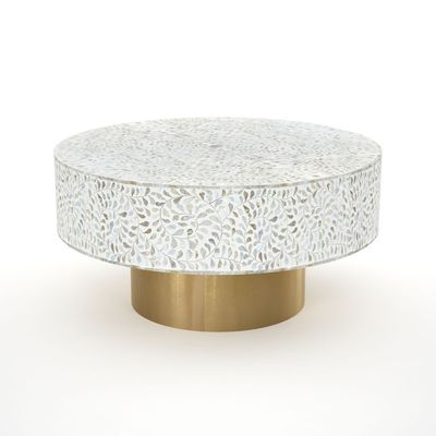 Iris Coffee Table - White Mother of Pearl Inlay 