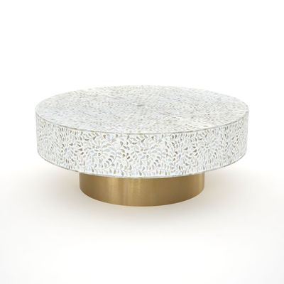 Iris Coffee Table - White Mother of Pearl Inlay 