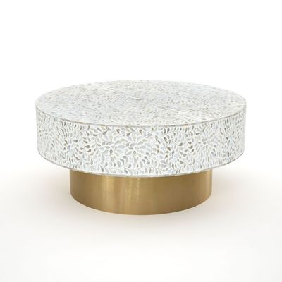 Iris Coffee Table - White Mother of Pearl Inlay 