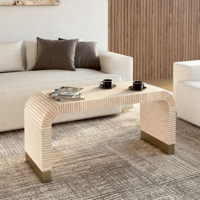 Saphed Coffee Table - Beige Bone Inlay