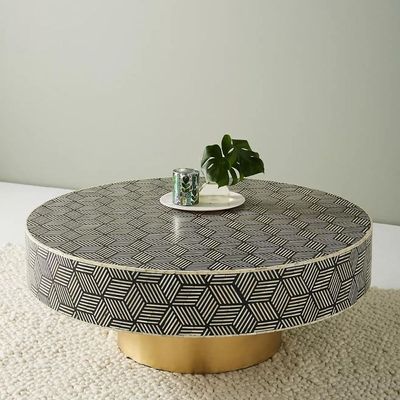 Ameerah Coffee Table - Black & White Bone Inlay