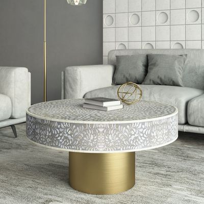 Iris Coffee Table - Grey Mother of Pearl Inlay 