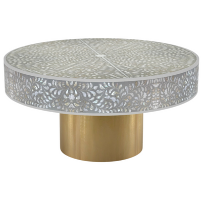 Iris Coffee Table - Grey Mother of Pearl Inlay 