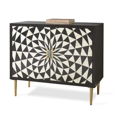 Aatma Cabinet - Black & White Bone Inlay