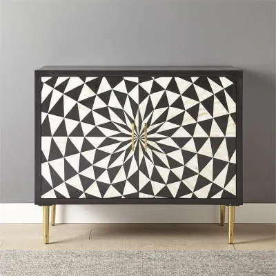 Aatma Cabinet - Black & White Bone Inlay