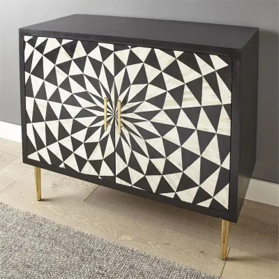 Aatma Cabinet - Black & White Bone Inlay