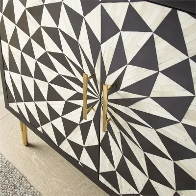 Aatma Cabinet - Black & White Bone Inlay