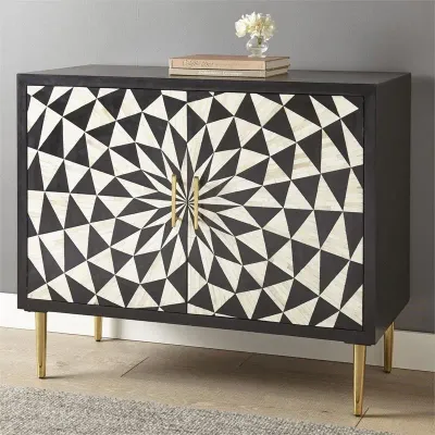 Aatma Cabinet - Black & White Bone Inlay