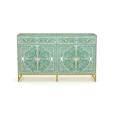 Jade Sideboard Buffet - Green & White Bone Inlay