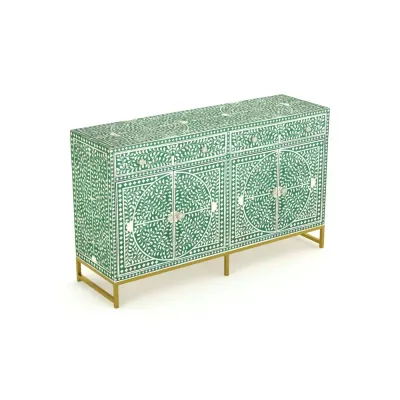 Jade Sideboard Buffet - Green & White Bone Inlay