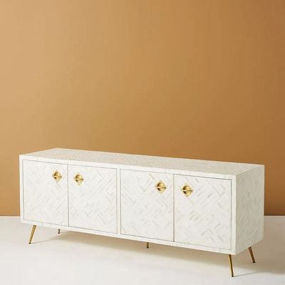 Ameerah TV Unit Cabinet - White Bone Inlay