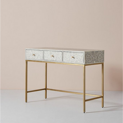 Seema Dresser Console & Stool - Grey Bone Inlay