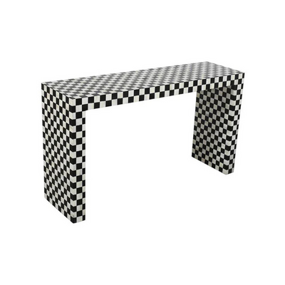 Maze Console Table - Black & White Bone Inlay