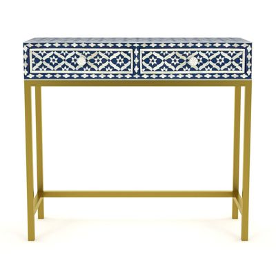 Inayat Mini Dresser Console - Navy Blue Bone Inlay