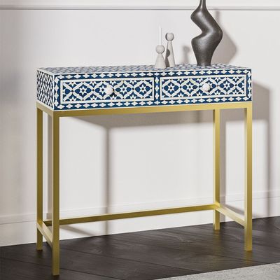 Inayat Mini Dresser Console - Navy Blue Bone Inlay