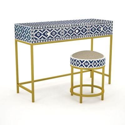 Inayat Dresser Console & Stool - Navy Blue Bone Inlay