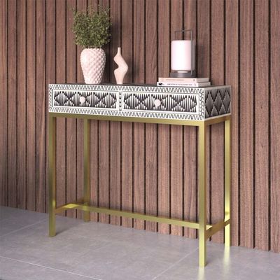 Elnaz Mini Dresser Console - Black Bone Inlay