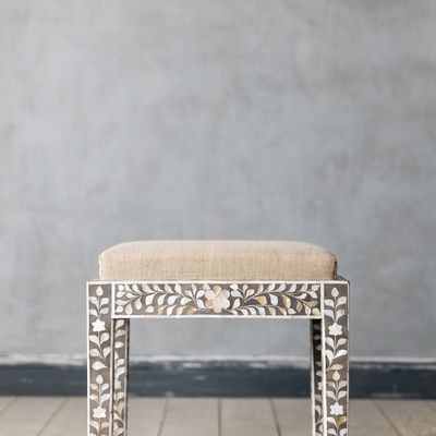 Iris Console Dresser & Stool - Black Mother of Pearl Inlay