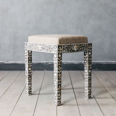 Iris Console Dresser & Stool - Black Mother of Pearl Inlay