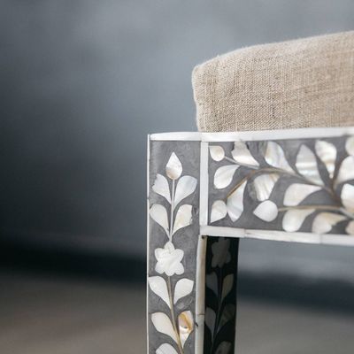 Iris Console Dresser & Stool - Black Mother of Pearl Inlay