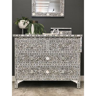 Iris Chest of Drawers - Grey Mother of Pearl