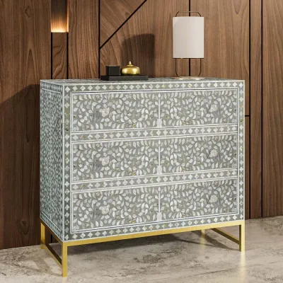 Iris Chest of Drawers - Grey Mother of Pearl