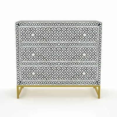 Yasmine Chest of Drawers - Black & White Bone Inlay