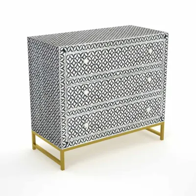 Yasmine Chest of Drawers - Black & White Bone Inlay