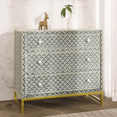 Trikon Chest of Drawers - Grey Bone Inlay