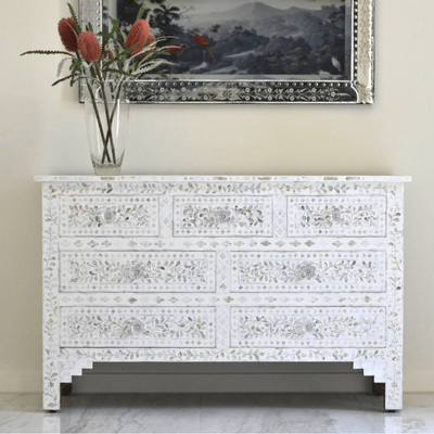 Iris Chest of Drawers - White Mother of Pearl