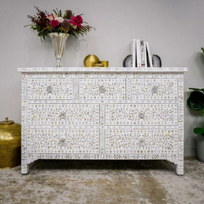 Iris Chest of Drawers - White Mother of Pearl