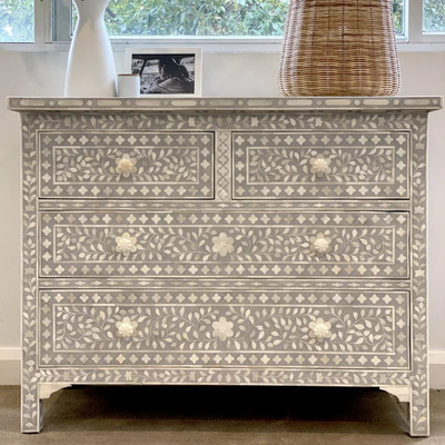 Jade Chest of Drawers - Grey Bone Inlay