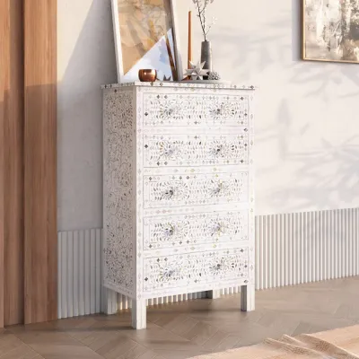 Iris Chest of Drawers - White Mother of Pearl