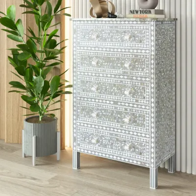 Iris Chest of Drawers - Grey Mother of Pearl