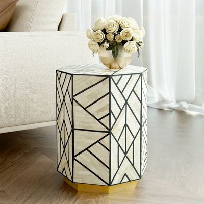 Aayat Side Table - Black Bone Inlay