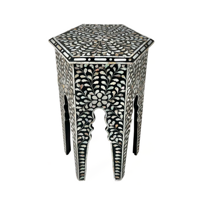 Iris Side Table - Black & White Mother of Pearl