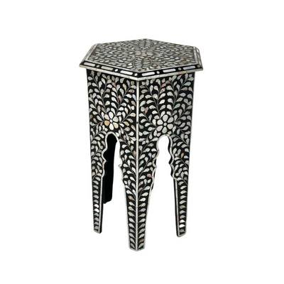 Iris Side Table - Black & White Mother of Pearl